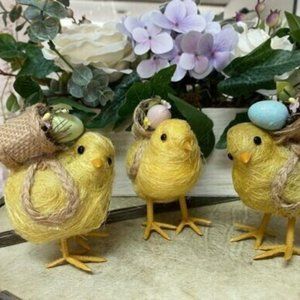 Set of 3 Sisal Easter Chicks Decorations by Valerie Parr Hill